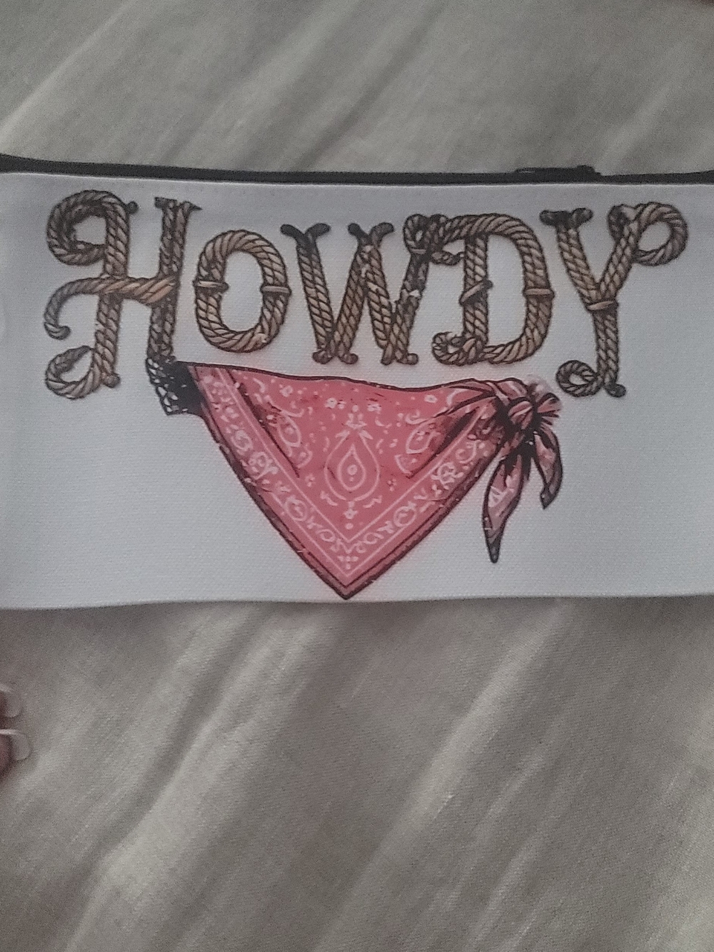 Howdy White Wristlet Pouch with Pink Bandana Graphic Money Pouch New